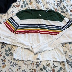 Striped Long Sleeve Tee - Green and White